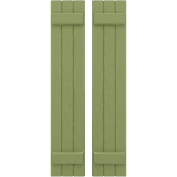 Ekena Millwork 10-1/2 in. W x 64 in. H Americraft 3-Board Exterior Real Wood Joined Board and Batten Shutters in Moss Green