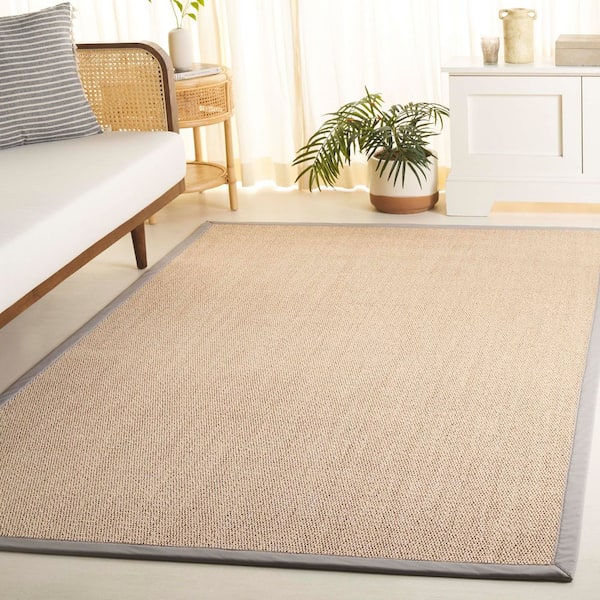 Natural Fiber 3 ft. x 5 ft. Marble/Beige Coastal Border Area Rug