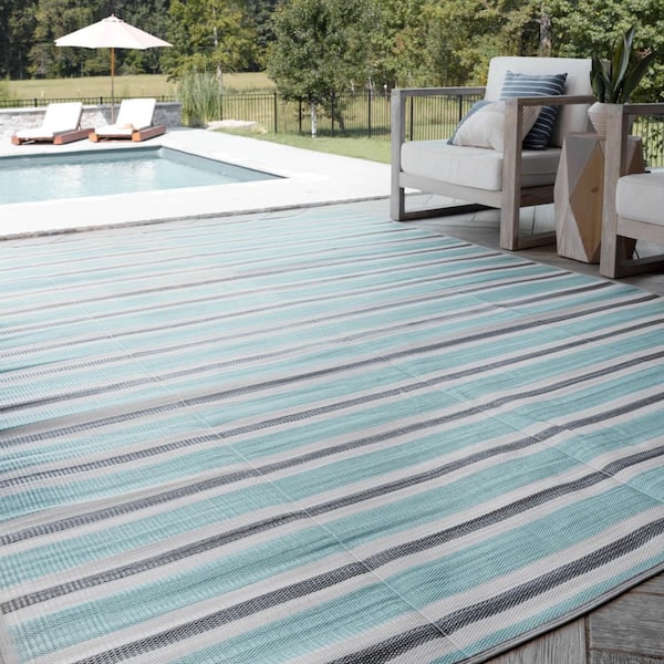 Luna Sky 9 ft. x 12 ft. Stripes Indoor/Outdoor Area Rug