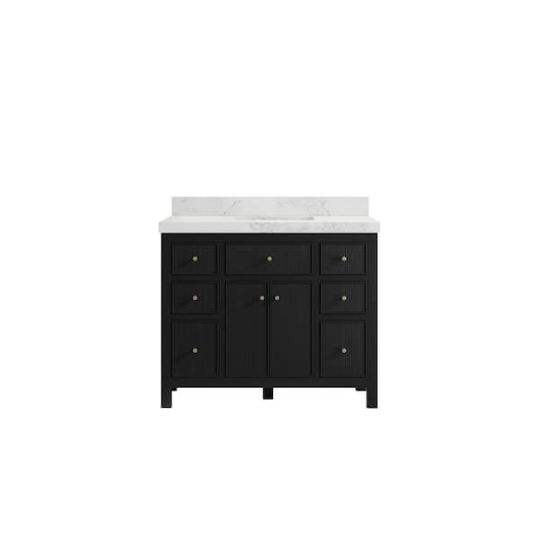 Willow Collections Sonoma 42 in. W x 22 in. D x 36 in. H Bath Vanity in Black with 2 in Calacatta Nuvo Top