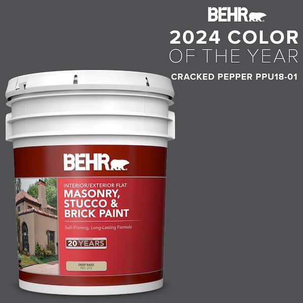 BEHR 5 gal. #PPU18-01 Cracked Pepper Flat Interior/Exterior Masonry, Stucco and Brick Paint