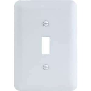 Perry 1-Gang Toggle Metal Wall Plate, White (Textured/Paintable Finish)