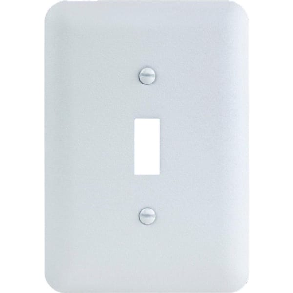 Hampton Bay Perry 1-Gang Toggle Metal Wall Plate, White (Textured/Paintable Finish)