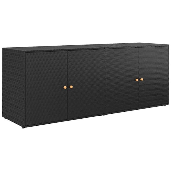 Elix 21.9 in. W x 78 in. D x 31.5 in. H Black and Natural Brown Rattan Outdoor Storage Cabinet