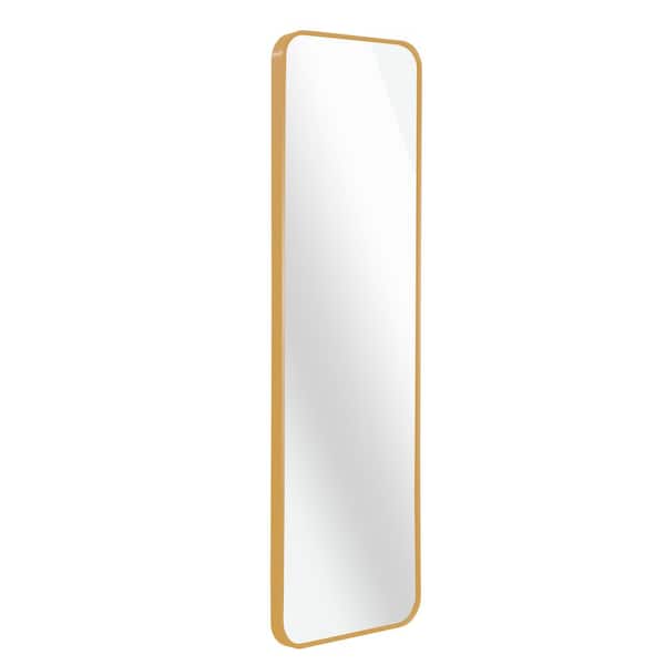 Gold 14 in. W x 47 in. H Rectangular Metal Framed Modern Door mirror