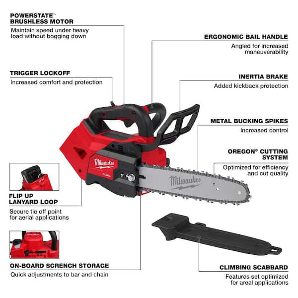 Milwaukee - M18 FUEL 12 in. 18V Lithium-Ion Brushless Cordless Battery Top Handle Chainsaw (Tool Only)