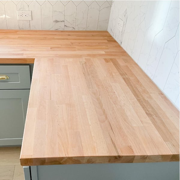 mochidom　Natural Wood Counter HARDWOOD REFLECTIONS 6 ft. L x 25 in. D Unfinished Alder Solid