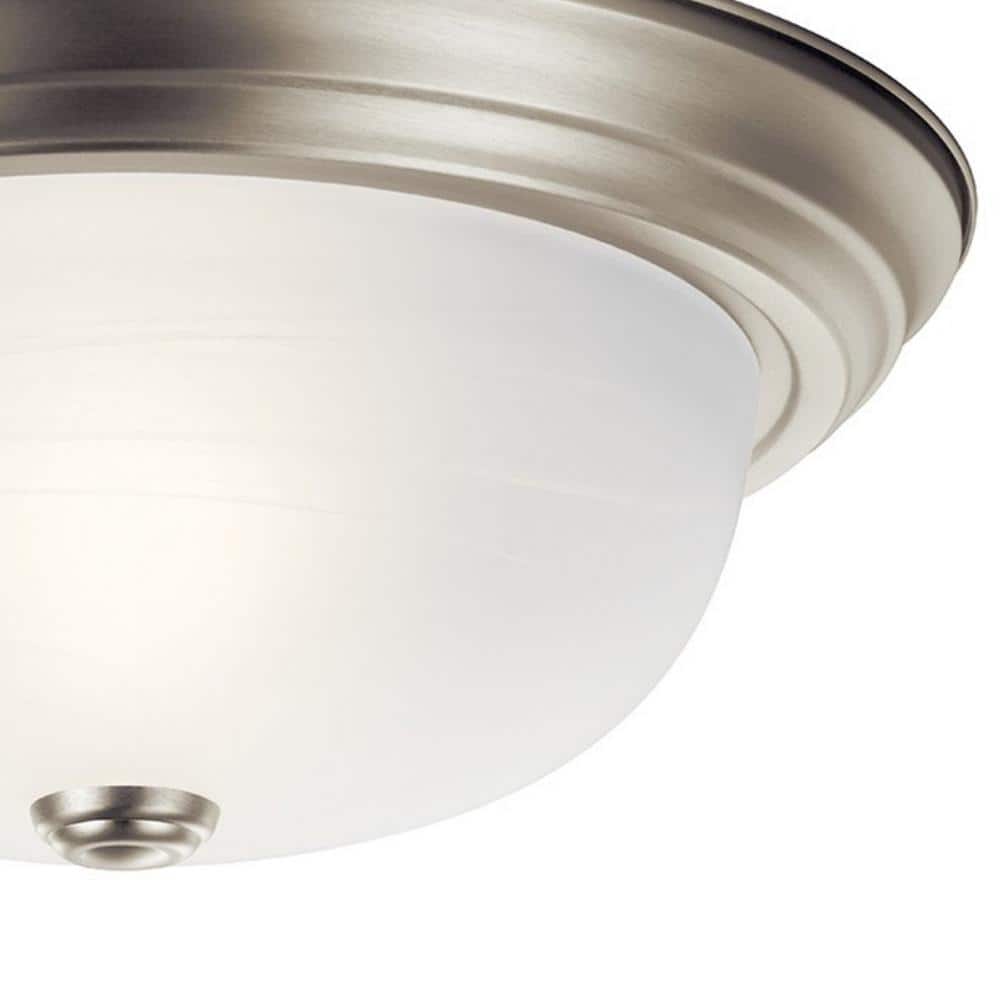Brushed Nickel 13.25" Flush Mount Light with Alabaster Glass