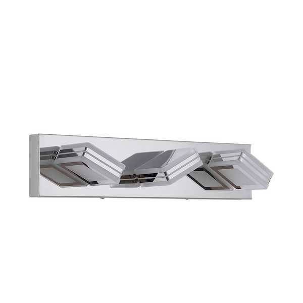 20 in. 3-Light Chrome Dimmable LED Vanity Lights Over Mirror Bath Wall Lighting
