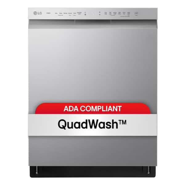 LG 24 in. Stainless Steel Front Control Built-In Dishwasher with Stainless Steel Tub, Quadwash, Dynamic Dry, ADA, 48 dBA