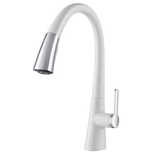 Nolen Single-Handle Pull-Down Sprayer Kitchen Faucet with Dual Function Sprayer in Chrome/White