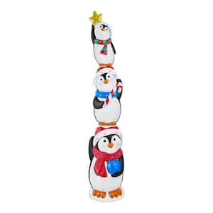 8 ft. Giant -Sized LED Stacked Penguins Holiday Yard Decoration