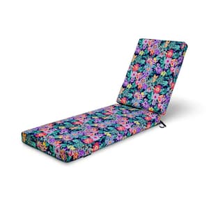 Vera Bradley 21 in. W x 44 in. D x 28 in. H x 3 in. Thick Chaise Lounge Cushion in Happy Blooms