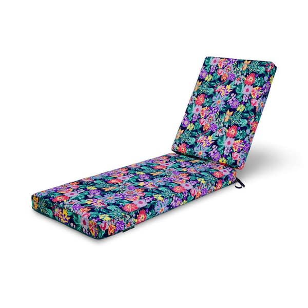 Classic Accessories Vera Bradley 26 in. W x 48 in. D x 32 in. H x 3 in. Thick Chaise Lounge Cushion in Happy Blooms