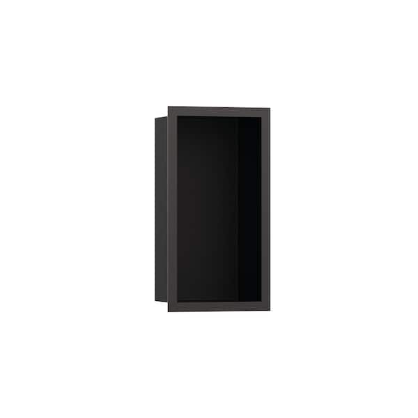 Hansgrohe XtraStoris Individual 9 in. W x 15 in. H x 4 in. D Stainless Steel Shower Niche in Brushed Black Chrome