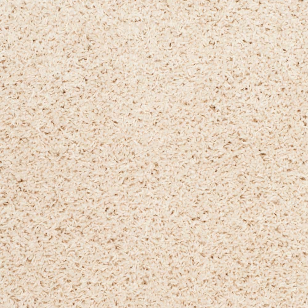 Beige Rectangular Synthetic Shag Area Rug, 2'3" x 4'