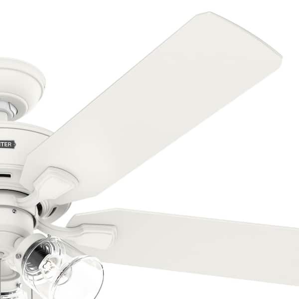 Hunter - Rosner 52 in. Indoor Matte White Ceiling Fan with Light Kit Included