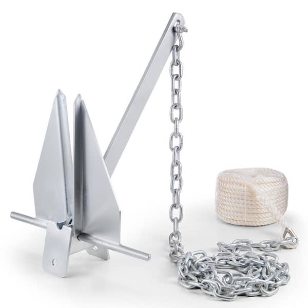 Fluke Style Anchor Kit, 13 lbs. Hot-Dipped Steel Fluke Anchor with 7.9 ft. Chain, 101 ft. Rope and Two 0.4 in. Shackles
