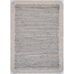 Bordered 19 in. x 13 in. Light Gray Placemat (Set of 4)