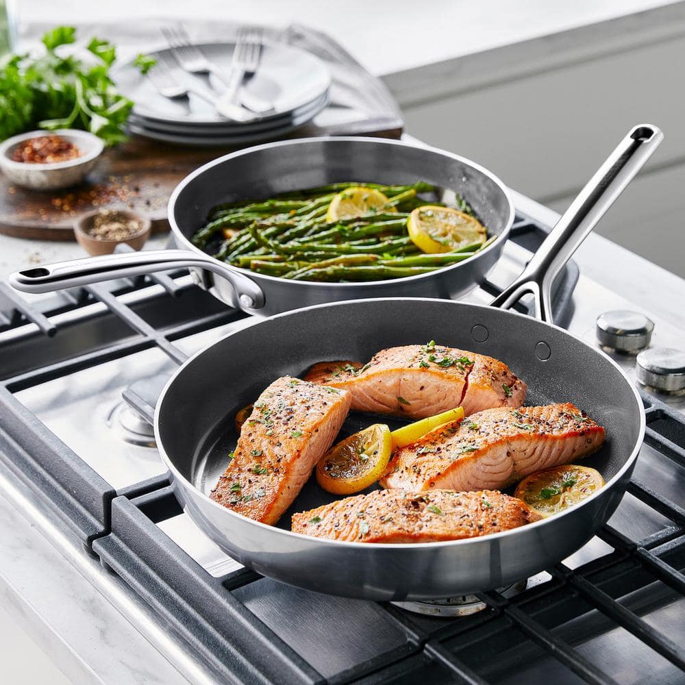 GreenPan GP5 Stainless Steel Ceramic Nonstick 2-Piece Frypan Set, 10" and 12"