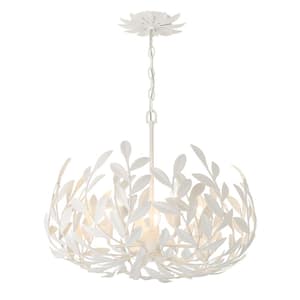 00633779095436, Broche 5-Light Matte White Chandelier