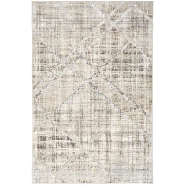 Nourison Iliana Grey 4 ft. x 6 ft. Diamond Contemporary Area Rug