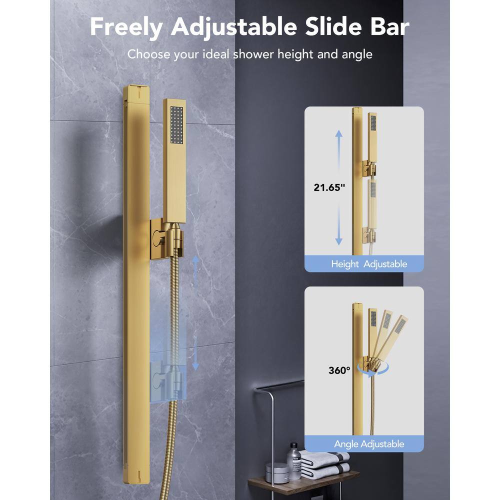 Large Brushed Gold LED Ceiling Mount Shower System