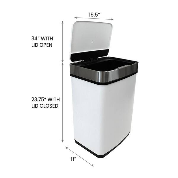 Unbranded - 13.2 Gal. Hands-Free Metal Trash Can with Motion Sensor Lid in Fingerprint-Resistant Black Stainless Steel