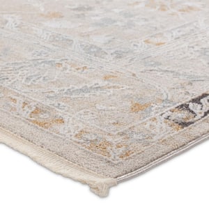 Trifine Gray/Cream 9 ft. x 12 ft. Floral Area Rug