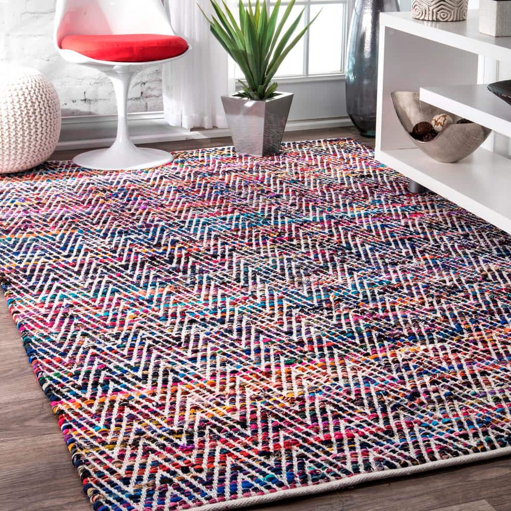 Indigo Hand Woven Cotton Blend 3' x 5' Area Rug