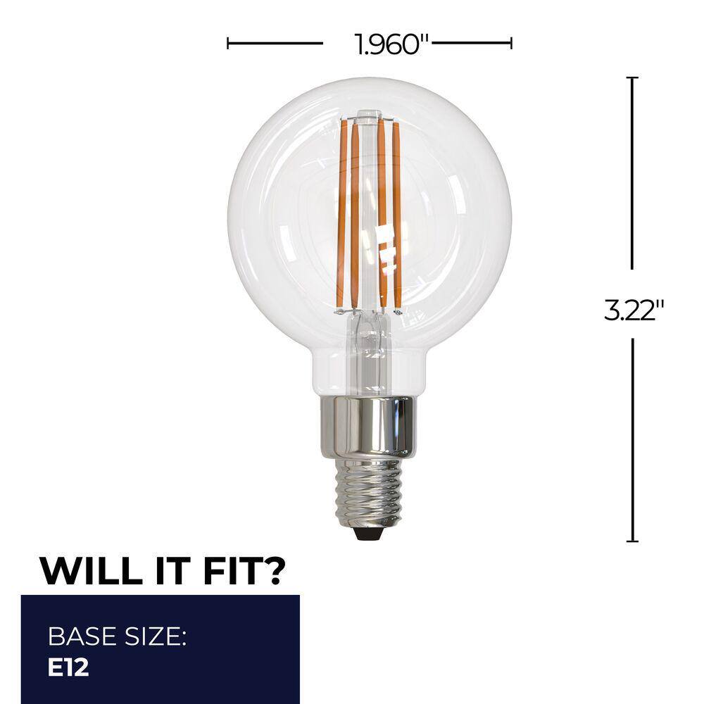 Clear Glass Dimmable LED Filament Candelabra Bulbs Pack of 4