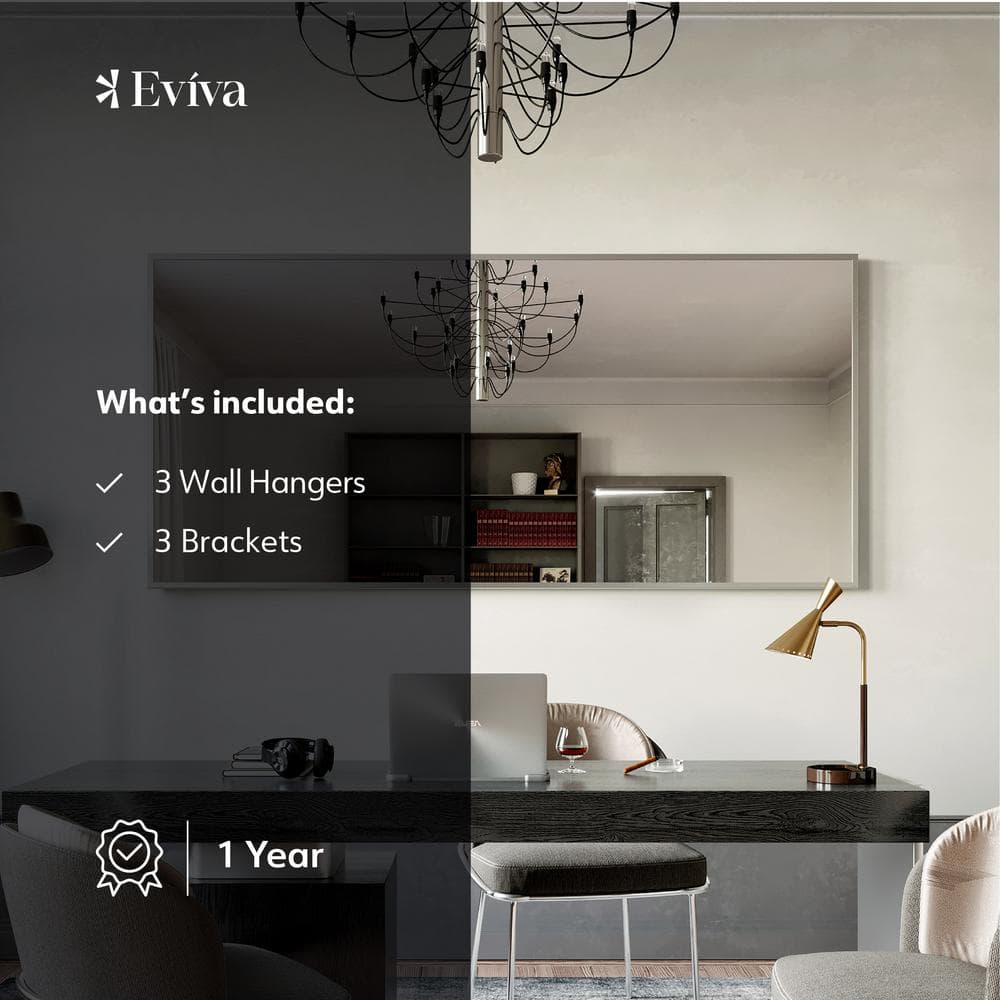 Large Rectangular Chrome Metal Frame Bathroom Vanity Mirror
