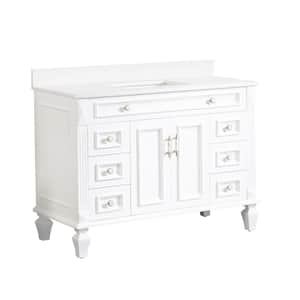 Artwood 48 in. W x 22 in. D x 35 in. H Bath Vanity in White with Carrera White Vanity Top with Single White Basin