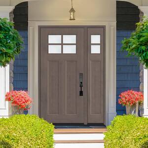 Regency 51 in. x 80 in. RHOS 4L-1/4Toplite Clear Glass Ashwood Stain Fir Grain Fiberglass Prehung Front Door w/12 in. SL