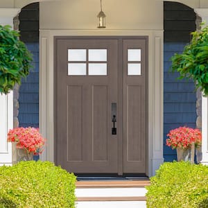 Regency 53 in. x 80 in. LHIS 4L-1/4Toplite Clear Glass Ashwood Stain Fir Grain Fiberglass Prehung Front Door w/14in. SL