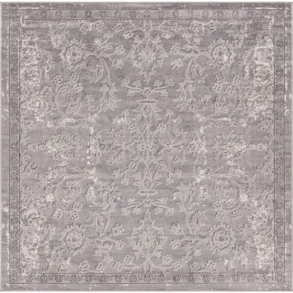 Unique Loom Portland Albany Gray 6 ft. x 6 ft. Square Area Rug