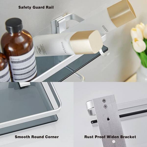 1pc No Drilling Slanted Storage Shelf For Dressing Table, Mirror Cabinet,  Bathroom Cosmetic Storage, Etc.