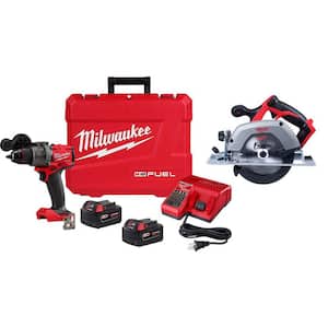 M18 FUEL 18V Lithium-Ion Brushless Cordless 1/2 in. Drill/Driver Kit with 6-1/2 in. Circular Saw