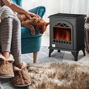 16.25 in. Freestanding Ethanol Fireplace Direct Vent, Metal Stove Heater 0.32 Gal Max 470 Sq. Ft., Burns up to 3 Hours