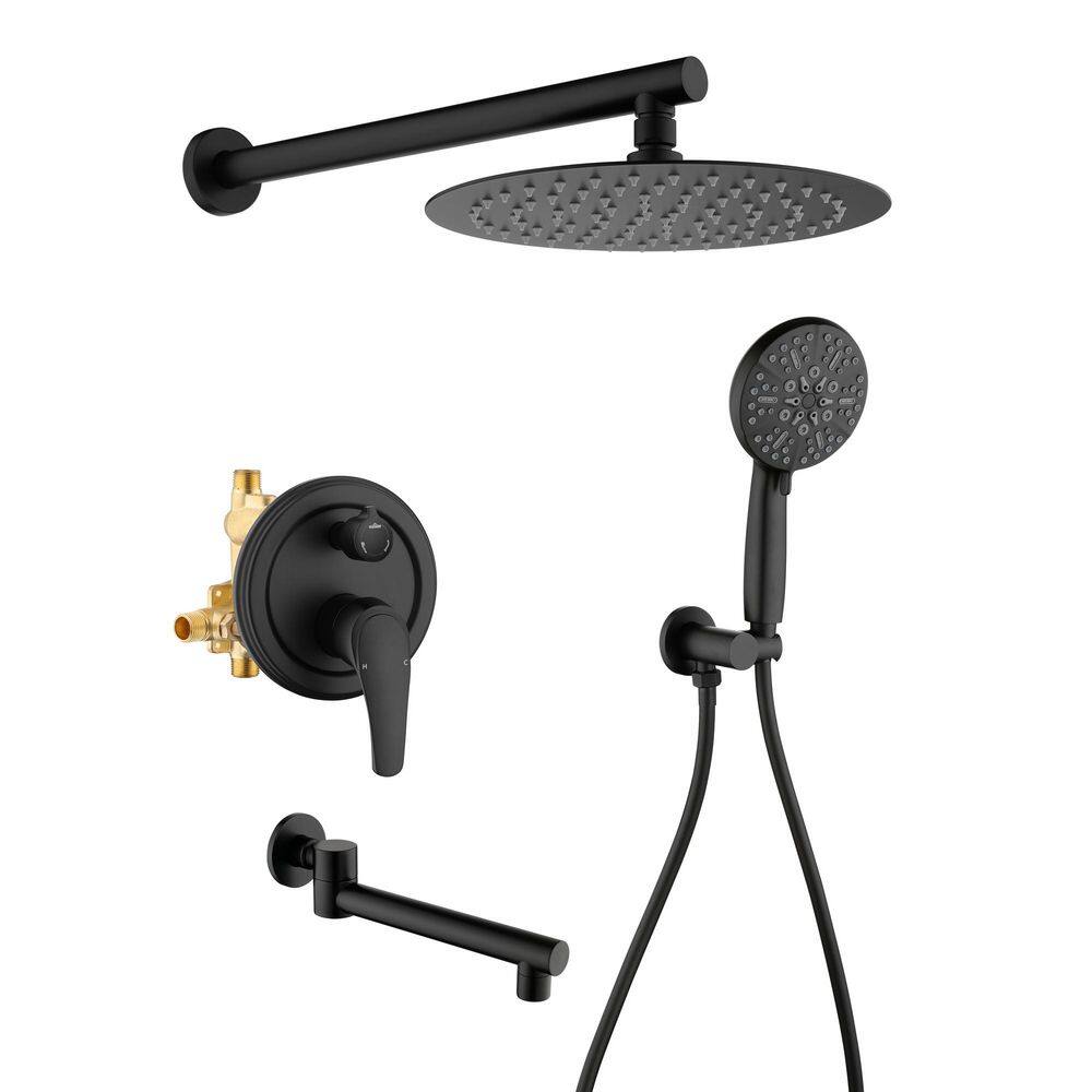Vara Single Handle 7-Spray 3-Way Tub and Shower Faucet 1.8 GPM in Matte Black Pressure Balance Valve Included price history on PriceWatchPro