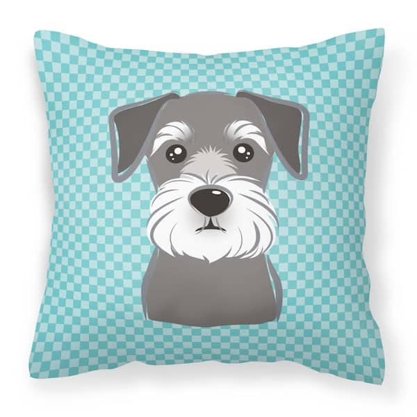 Caroline's Treasures 14 in. x 14 in. Multi-Color Outdoor Lumbar Throw Pillow Blue Checkered Schnauzer Canvas