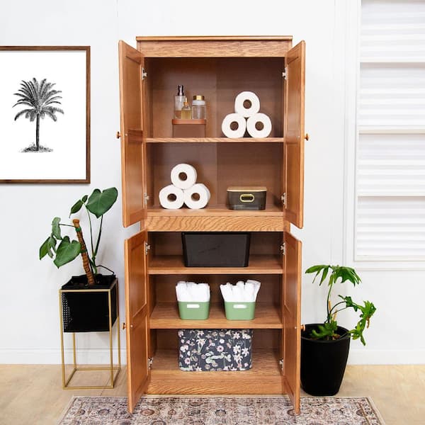 Concepts In Wood 72 in. Oak Wood 5-shelf Standard Bookcase