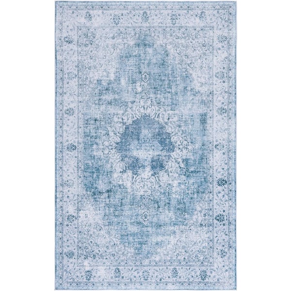 SAFAVIEH Tuscon Green/Gray 4 ft. x 6 ft. Machine Washable Border Medallion Area Rug