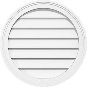 28 in. x 28 in. Round Surface Mount PVC Gable Vent: Functional with Brickmould Frame