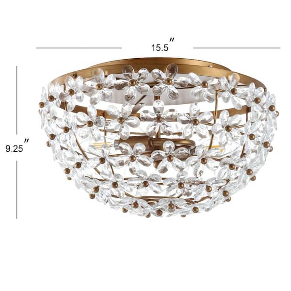 Antique Gold/White Contemporary Transitional for Kitchen Living Room JONATHAN Y JYL9021A Georgian 15 Stone/Metal LED Flush Mount 