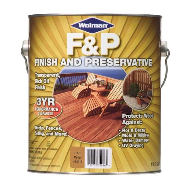 F&P Finish & Preservative 1-gal. Oil-Based Cedar Deep-Penetrating Semi-Transparent Exterior Wood Stain-DISCONTINUED