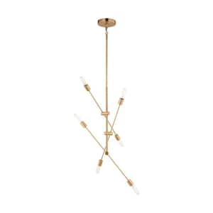 Axis 6-Light Satin Brass Large Chandelier