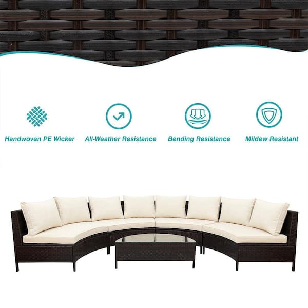 All-Weather 5-Piece Wicker Outdoor Sectional Set, Patio