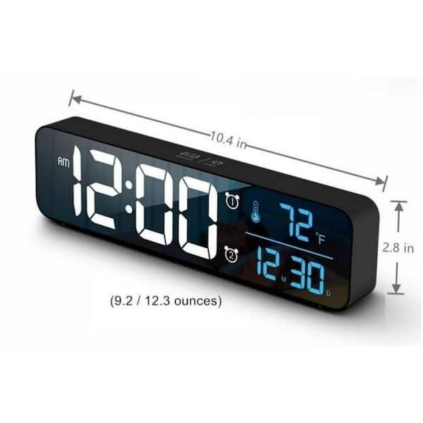 Aoibox Modern LED Large Display Wired Digital Alarm Clock in Black