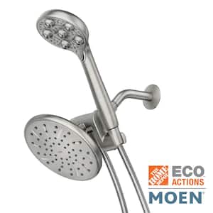 HydroRoller Massage 3-Spray 7.5 in. Dual Tub Wall Mount Fixed and Handheld Shower Head in Spot Resist Brushed Nickel
